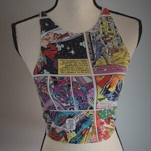 Forever 21 Women Marvel Comic Book Double Sided Print Crop Top Tank